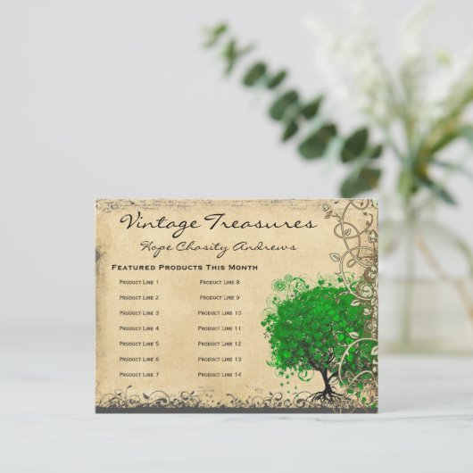 Carte Postale Faire-part Emerald Green Heart Leaf Tree Enregistrer la date (Debout devant)