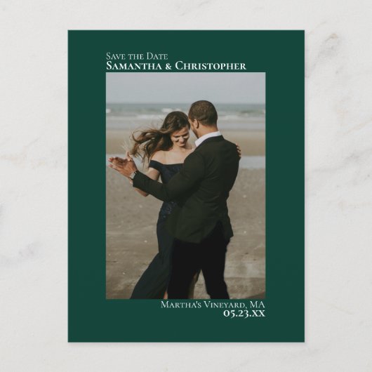 Carte Postale Faire-part Emerald Green Minimal Photo Mariage Enregistrer La (Devant)