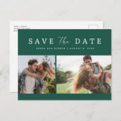 Carte Postale Faire-part Emerald Green Photo Wedding Enregistrer la date (Devant / Derrière)