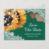 Carte Postale Faire-part Emerald Green Sunflower Wedding Enregistrer La Dat (Devant)