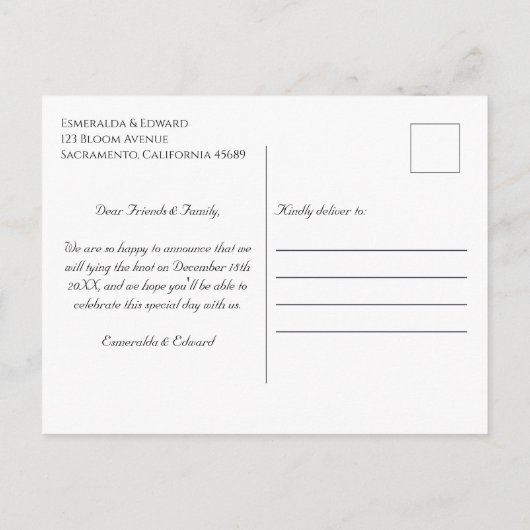 Carte Postale Faire-part Emerald Wild Flower Mariage Calendrier Enregistrer (Dos)