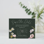Carte Postale Faire-part Emerald Wild Flower Mariage Calendrier Enregistrer (Debout devant)
