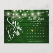 Carte Postale Faire-part Emerald Wood String Lights Calendar Enregistrer la (Devant)