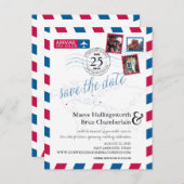 Carte Postale Faire-part Emplacements Mondiaux Airmail Enregistrer La Date (Devant / Derrière)