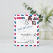 Carte Postale Faire-part Emplacements Mondiaux Airmail Enregistrer La Date (Debout devant)