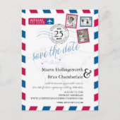 Carte Postale Faire-part Emplacements Mondiaux Airmail Enregistrer La Date (Devant)