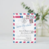 Carte Postale Faire-part Emplacements Mondiaux Airmail Enregistrer La Date (Debout devant)