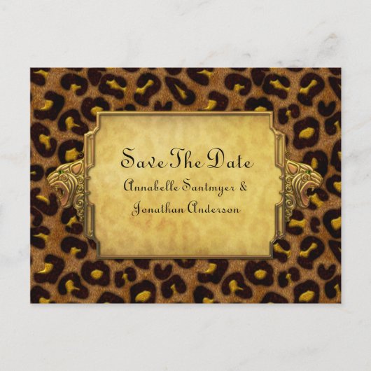 Carte Postale Faire-part Empreinte de léopard Gold Leopard Heads Enregistre (Devant)