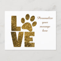 Empreinte de patte de chien d'amour Message person