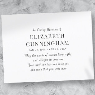 Carte Postale Faire-part En Mémoire Amoureuse Mémorial Simple