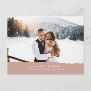 Carte Postale Faire-part en papier déchiré de Noël marié