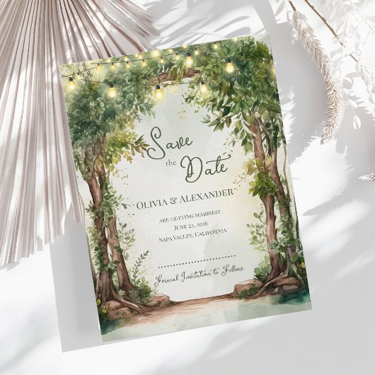 Carte Postale Faire-part Enchanted Garden String Lights Save the Date