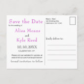 Carte Postale Faire-part Encre aquarelle abstraite Fuchsia rose sarcelle or (Dos)