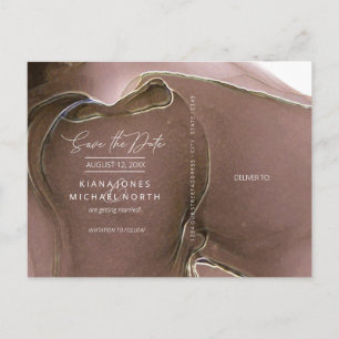 Carte Postale Faire-part Encre qui coule Mariage Date à retenir Taupe ID762