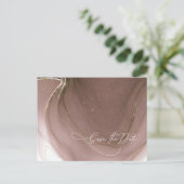 Carte Postale Faire-part Encre qui coule Mariage Date à retenir Taupe ID762 (Debout devant)