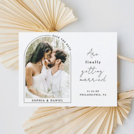 Carte Postale Faire-part Enfin Arc Moderne avec Photo Enregistrer La Date