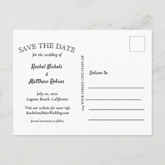 Carte Postale Faire-part Enfin Simple Moderne Photo Mariage Économisez la D (Dos)