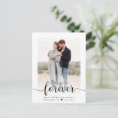 Carte postale Faire-part Engagée avec script moder (Debout devant)