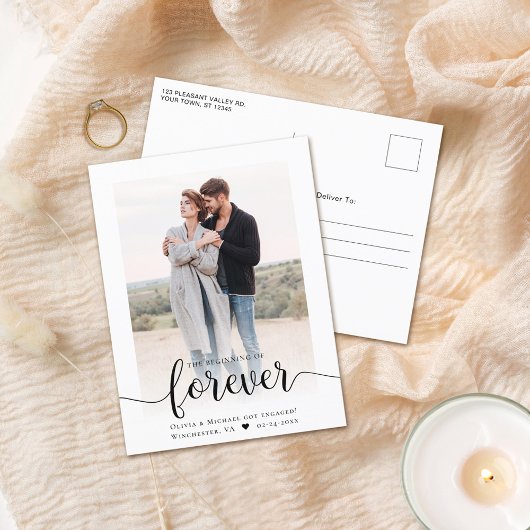 Carte postale Faire-part Engagée avec script moder