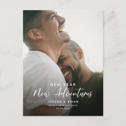 Carte Postale Faire-part Engagement moderne pour le Nouvel An | Scénario d' (Devant)