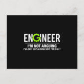 Carte Postale Faire-part Engineer I'm Not Arguing Funny Engineering (Devant)