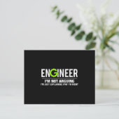 Carte Postale Faire-part Engineer I'm Not Arguing Funny Engineering (Debout devant)