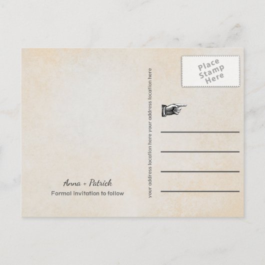 Carte Postale Faire-part Enraciné dans Love Rustic Tree String Lights Date  (Dos)
