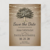 Carte Postale Faire-part Enraciné dans Love Rustic Tree String Lights Date  (Devant)
