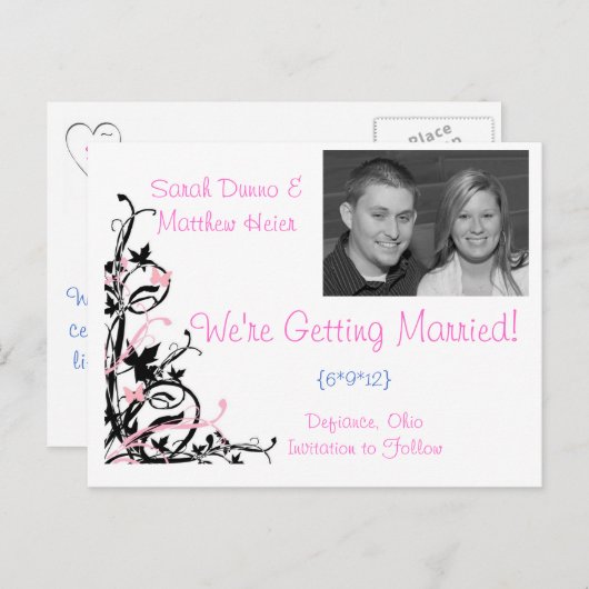 Carte Postale Faire-part Enregistrer la date (Devant / Derrière)