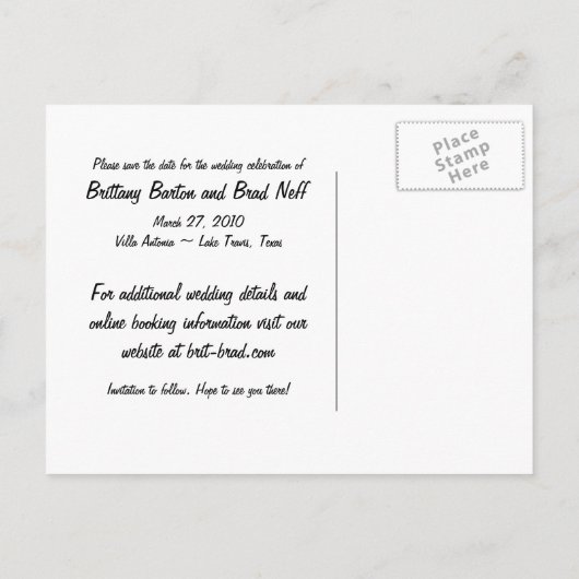 Carte Postale Faire-part Enregistrer la date (Dos)