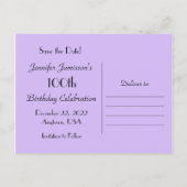 Carte Postale Faire-part Enregistrer la date 100e fête d'anniversaire Fleur (Dos)
