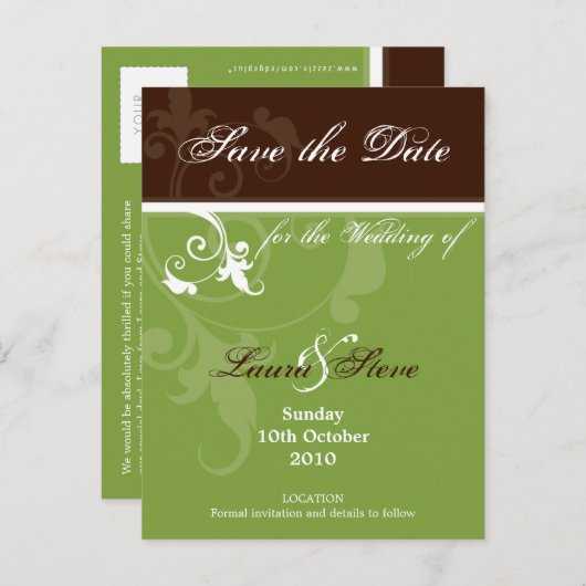 CARTE POSTALE FAIRE-PART ENREGISTRER LA DATE :: 3 (Devant / Derrière)