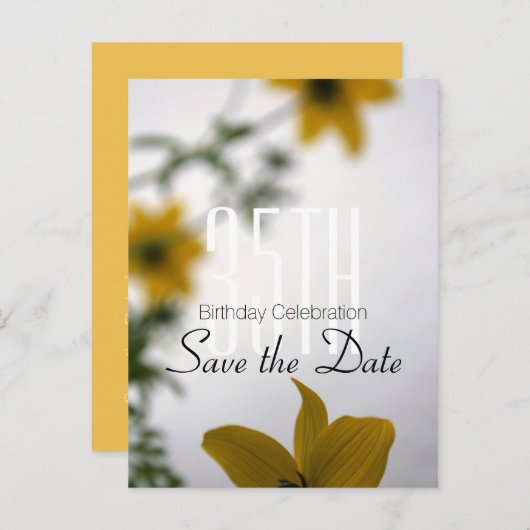 Carte Postale Faire-part Enregistrer la date 35e anniversaire Fleurs de pri (Devant / Derrière)