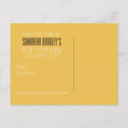 Carte Postale Faire-part Enregistrer la date 40e anniversaire Fleurs de pri (Dos)