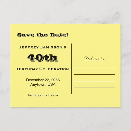 Carte Postale Faire-part Enregistrer la date 40e anniversaire Joyeux chien (Dos)