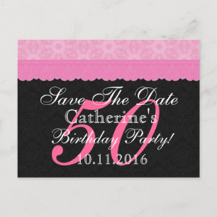 Carte Postale Faire-part Enregistrer la date 50e anniversaire dentelle rose