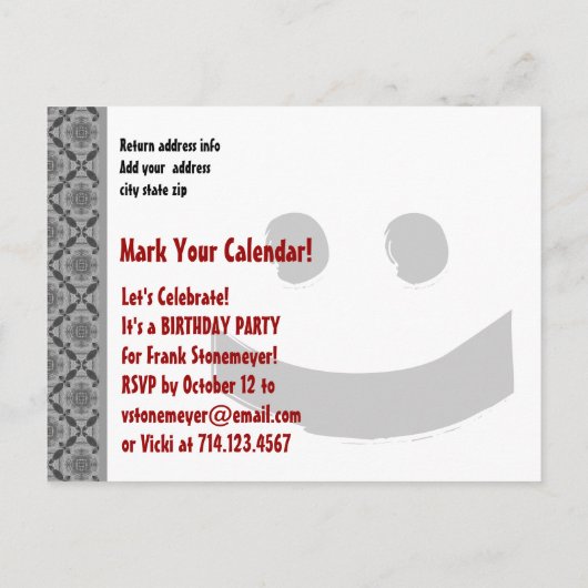 Carte Postale Faire-part Enregistrer la date 50e fête d'anniversaire Ver 00 (Dos)