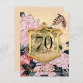 Carte Postale Faire-part Enregistrer la date 70e anniversaire papillon & pi (Devant / Derrière)