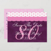 Carte Postale Faire-part Enregistrer la date 80e anniversaire Pink Purple L (Devant / Derrière)