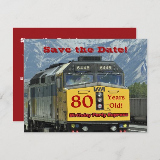 Carte Postale Faire-part Enregistrer la date 80e fête d'anniversaire (Devant / Derrière)