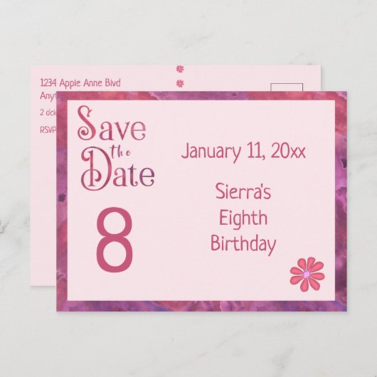 Carte Postale Faire-part Enregistrer la date 8ème anniversaire pour une fil (Devant / Derrière)