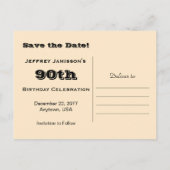 Carte Postale Faire-part Enregistrer la date 90e fête d'anniversaire, batea (Dos)