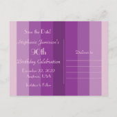 Carte Postale Faire-part Enregistrer la date 90e fête d'anniversaire, Purpl (Dos)