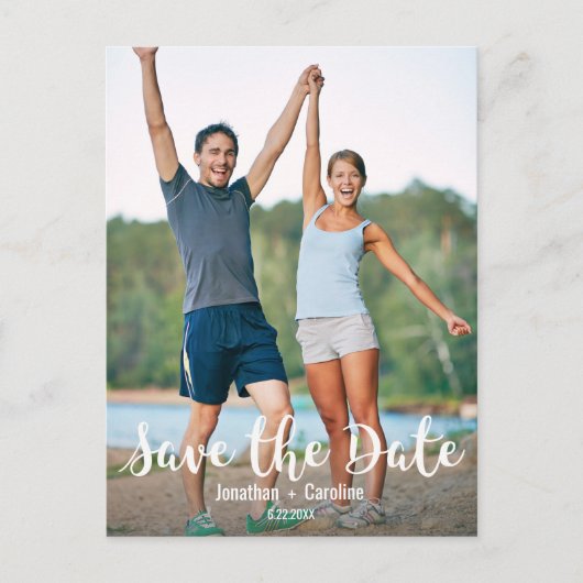 Carte Postale Faire-part Enregistrer la date, amusant, moderne, Décontracté (Devant)