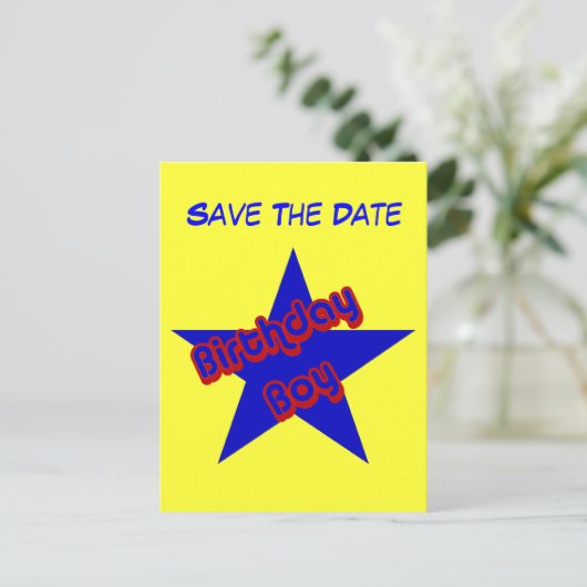 Carte Postale Faire-part Enregistrer La Date Anniversaire Garçon Funny Cart (Debout devant)