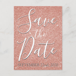 Carte Postale Faire-part Enregistrer la date Anniversaire Rose Gold Pink Pa