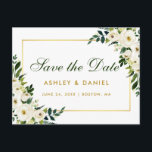 Carte Postale Faire-part Enregistrer la date Aquarelle Floral Vert Or Blanc<br><div class="desc">Aquarelle Floral Vert Blanc Enregistrer La Date Carte Postale</div>