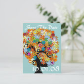 Carte Postale Faire-part Enregistrer la date - Arbre des fleurs (Debout devant)