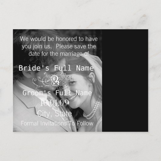 Carte Postale Faire-part Enregistrer la date avec vos photos (Dos)