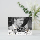 Carte Postale Faire-part Enregistrer la date avec votre photo en blanc et n (Debout devant)